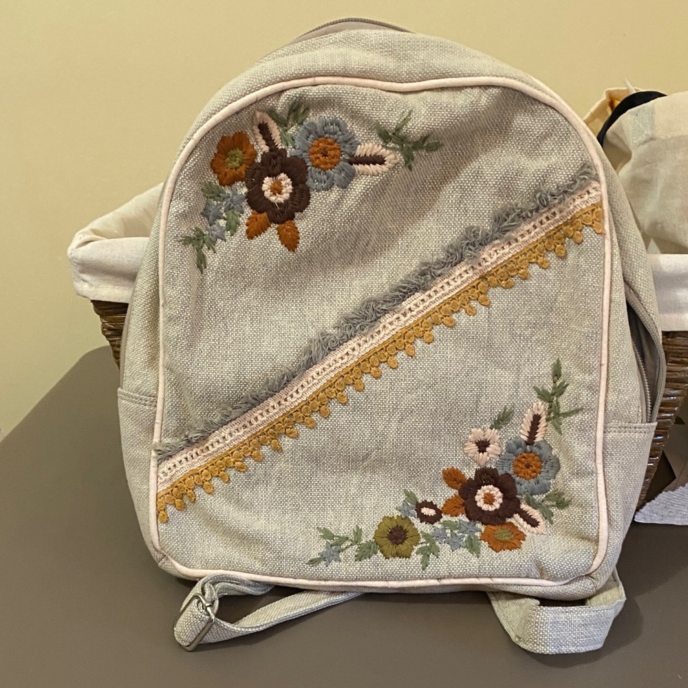 Floral Embroidered Backpack